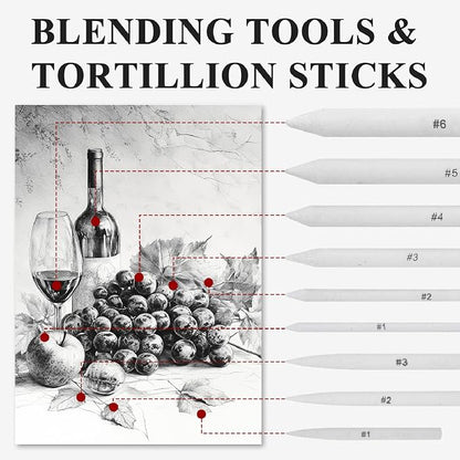 Aenir Blending Stumps for Drawing, Tortillons Blending Stumps Set of 13 Pack - Image 4