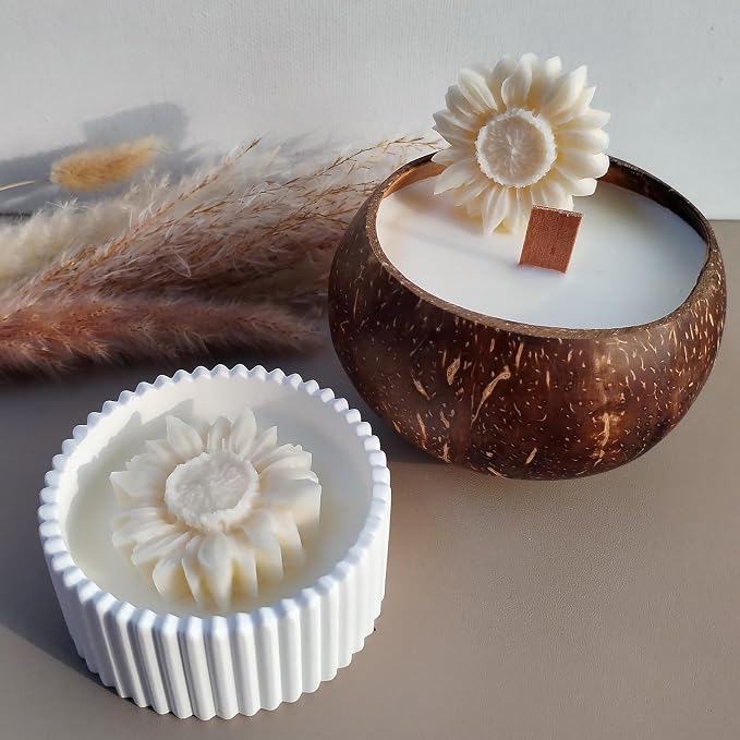 Wehous 2PCS Sunflower Candle Mold Unique Flower Silicone Fondant Chocolate Cake - Image 6