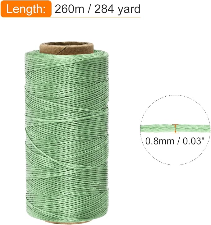 MECCANIXITY Waxed Thread, 284 Yard 0.8mm 150D Flat Wax Thread Polyester Waxed - Image 2