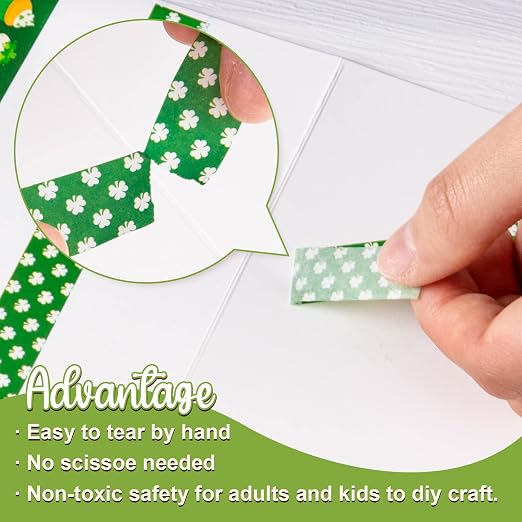 Whaline 12 Rolls St. Patrick's Day Washi Tape Green Shamrock Washi Masking Tape - Image 3