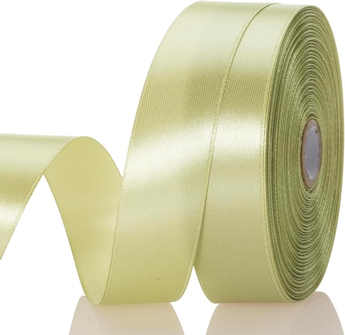 1 Inch Spring Green/Fresh Sprout Solid Satin Ribbon, 50 Yards Craft Fabric by YASEO