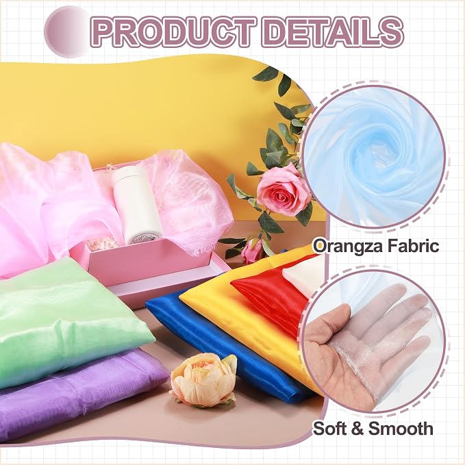 MECCANIXITY Iridescent Sheer Organza Fabric, 10 Yards x 59 Inches Solid - Image 3