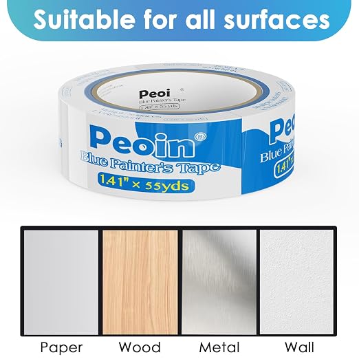 Blue Painters Tape 1.5 Inch Bulk, 32 Roll Painting Tape Blue Masking - Image 5