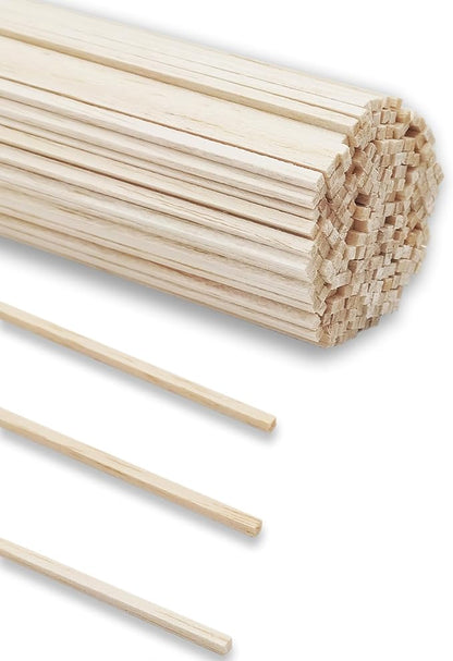 240Pcs Wood Square Dowel Rods 1/8 x 1/8 x 12 inch, Balsa Wood by BARSHASPACE