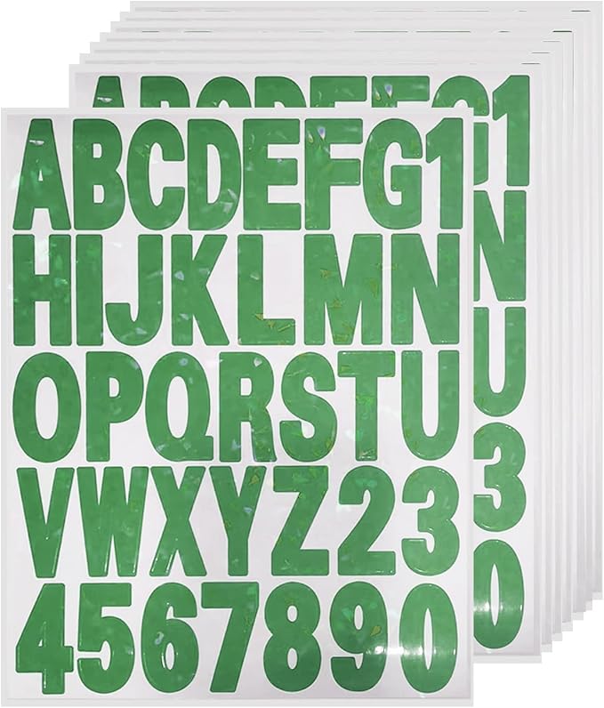 Starboling Letter Stickers, 2 inch 8 Sheets Green Alphabet Sticker, Self by Starboling