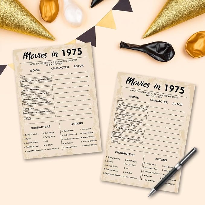 50th Birthday Party Games, Movie in 1975 Games, Birthday Party Supplies - Image 5