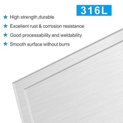316L Stainless Steel Sheet 8x8x0.031 2 Pack, Brushed Metal Plates - Image 3