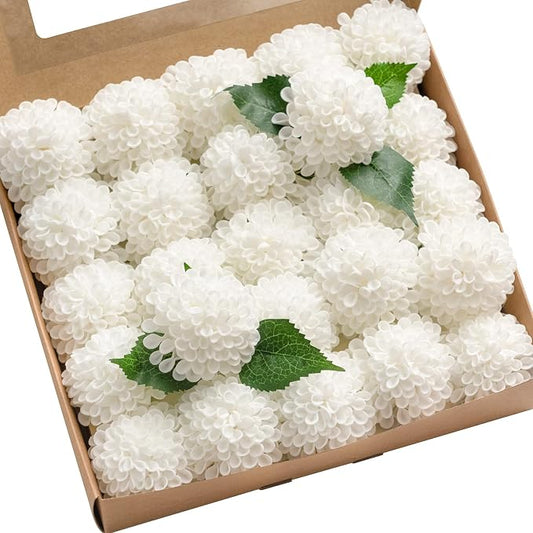 Ling's moment White Dahlia Foam Artificial Flowers Real Touch Faux Fake Flower by LingsMoment