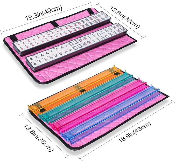 American Mahjong Game Set, 166 White Tiles, 4 All-in-One Color Rack/Pushers - Image 4