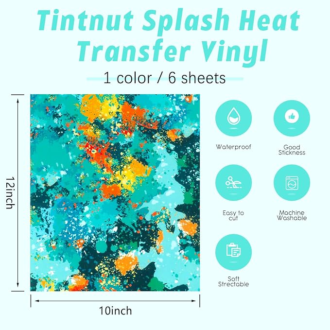 Tintnut Blue Splatter Heat Transfer Vinyl - Image 2