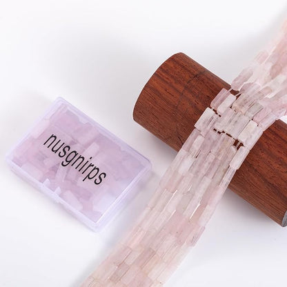 Natural Rose Quartz Crystal Rectangle Tube Beads 4x13mm 38cm/str Loose Semi - Image 6