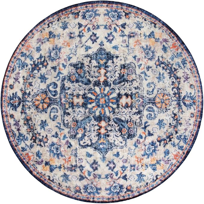 Lahome Bohemian Round Rug 3Ft Small Bedroom Round Area Rug Soft Bathroom Circle - Image 9