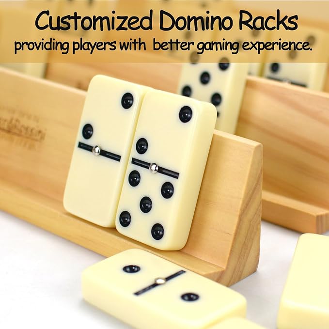 Dominos Set Adults with 4 Domino Racks Double Six Dominoes set in Portable Case - Image 3
