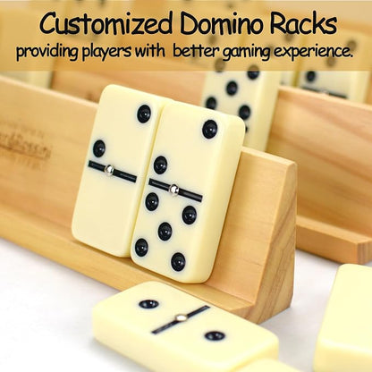 Dominos Set Adults with 4 Domino Racks Double Six Dominoes set in Portable Case - Image 3