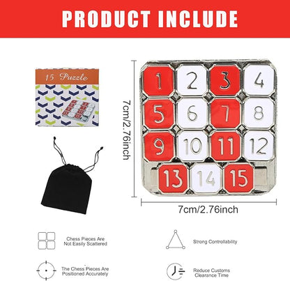 Metal Number Slide 15 Puzzle Red and White Number Sliding Puzzle Educational - Image 2