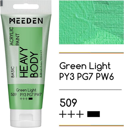 MEEDEN Acrylic Paint Green Light: 100ml/3.38oz Heavy Body Acrylic Paint Tube - Image 2