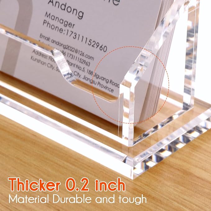 Acrylic Card Holder Clear Horizontal Business Card Organizer Stand - Image 6