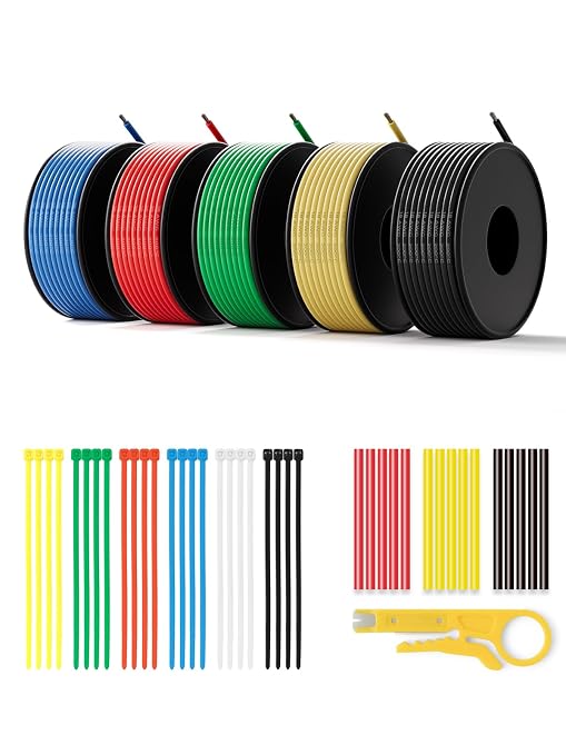 18 AWG Silicone Wire Kit 50FT, 18 Gauge Stranded Tinned Copper Wire Spool by Unknown