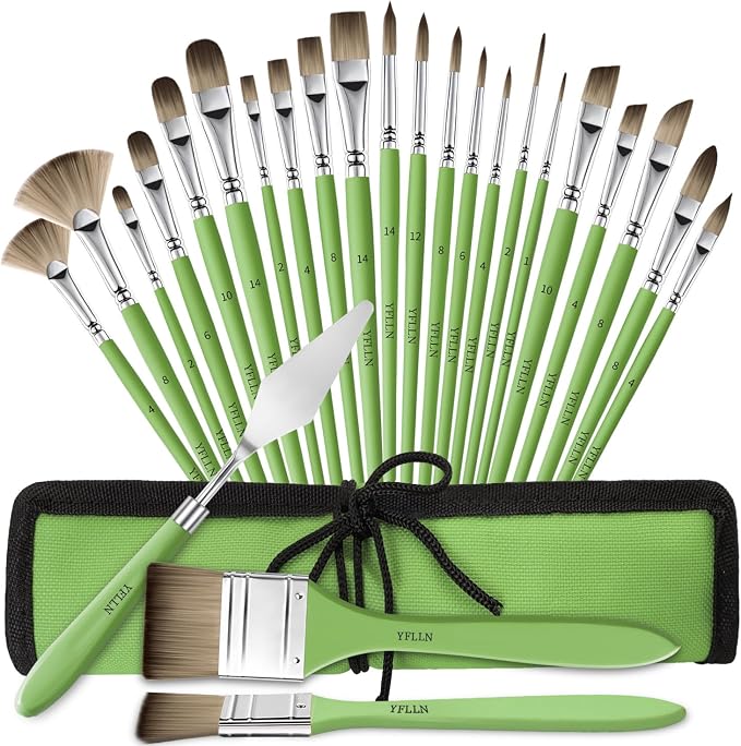 Paint Brushes Set of 25 Pieces Wooden Handles Brushes，Professional Artist Series by Unknown