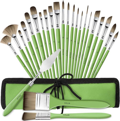 Paint Brushes Set of 25 Pieces Wooden Handles Brushes，Professional Artist Series by Unknown