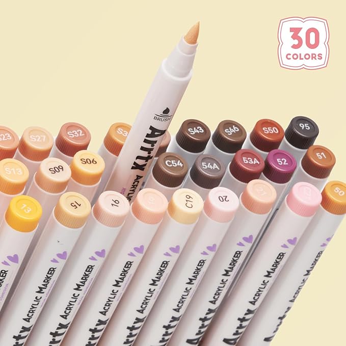 Arrtx 30 Colors Skin Color Acrylic Paint Pens, Skin Tone Paint Markers Paint - Image 5