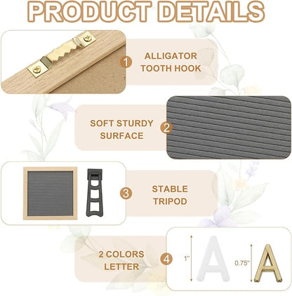 PATIKIL Felt Letter Board, 10x10Inches Gray Wooden Changeable Message Board - Image 3