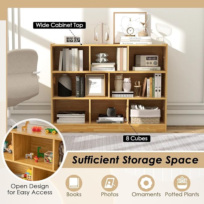 Toy Storage Organizer, 3-Tier Kids Bookshelf, 8 Cube Kids' Bookcases, Cabinets - Image 5