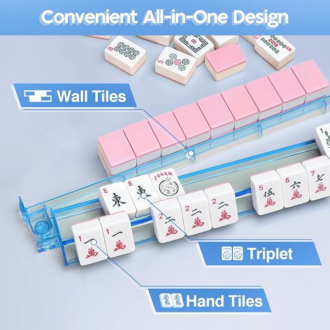 Mahjong Racks with Pushers Set of 4, Mahjong Tile Pushers and Racks, Acrylic - Image 3