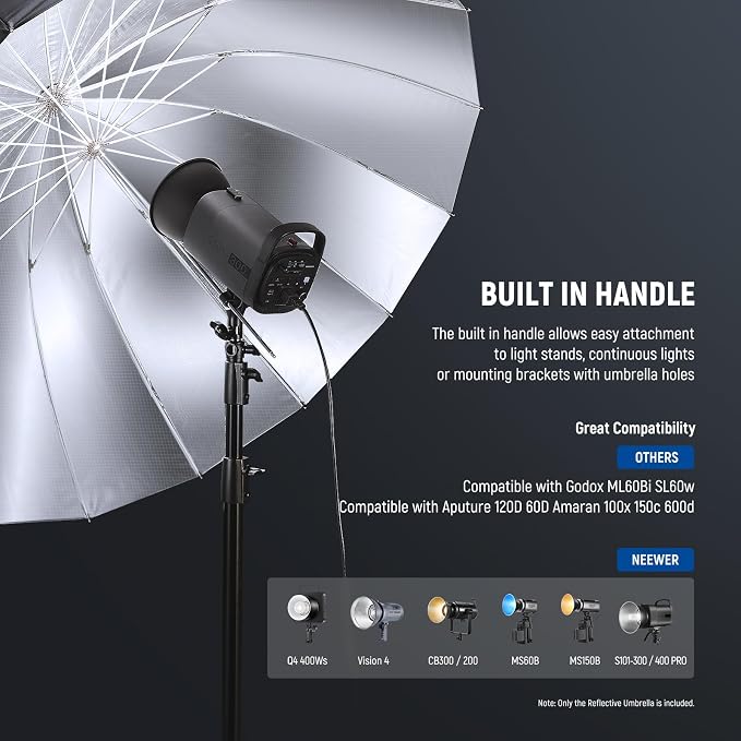 NEEWER 51"/130cm Parabolic Reflective Umbrella Photography - Image 5