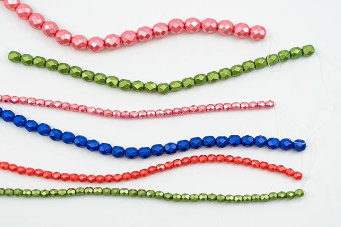 170 pcs Set of Czech Faceted Round Glass Beads, 6X Stranded Fire-Polished Beads - Image 3
