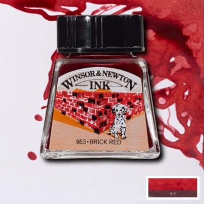 Winsor & Newton Drawing Ink, 14ml Bottle, Brick Red - Image 8