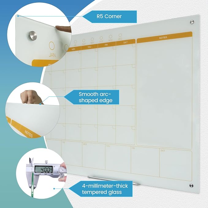 Magnetic Glass Whiteboard Calendar 48"x36" Glass Dry Erase Calender Board - Image 5