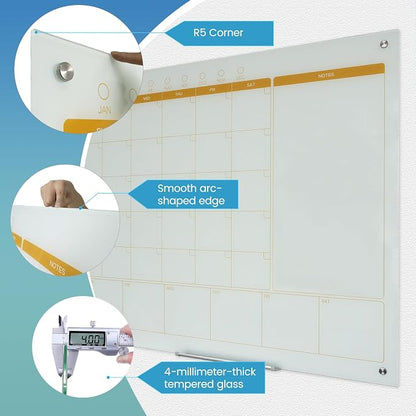 Magnetic Glass Whiteboard Calendar 48"x36" Glass Dry Erase Calender Board - Image 5
