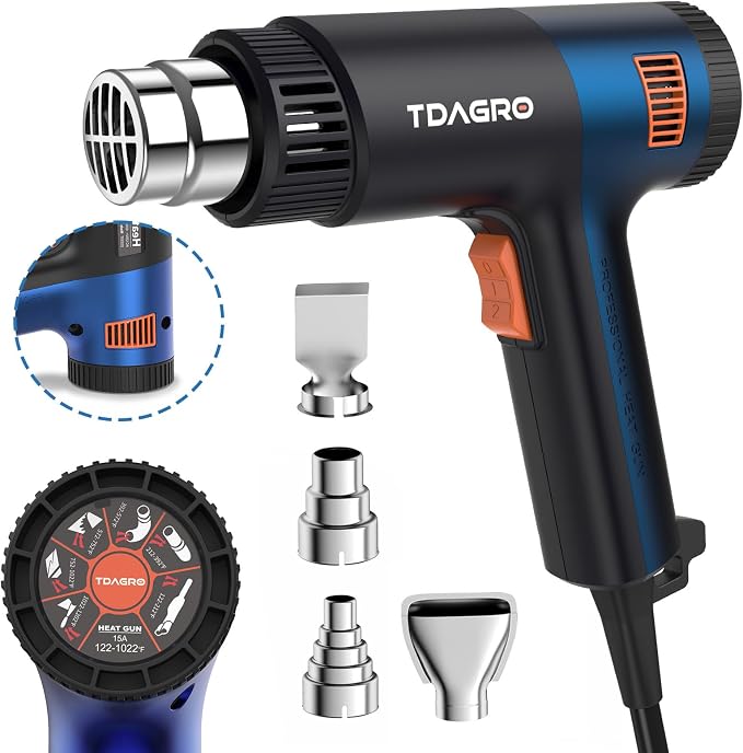 Heat Gun for crafting 1800W, 122℉~1202℉ Variable Temperature Control by TDAGRO