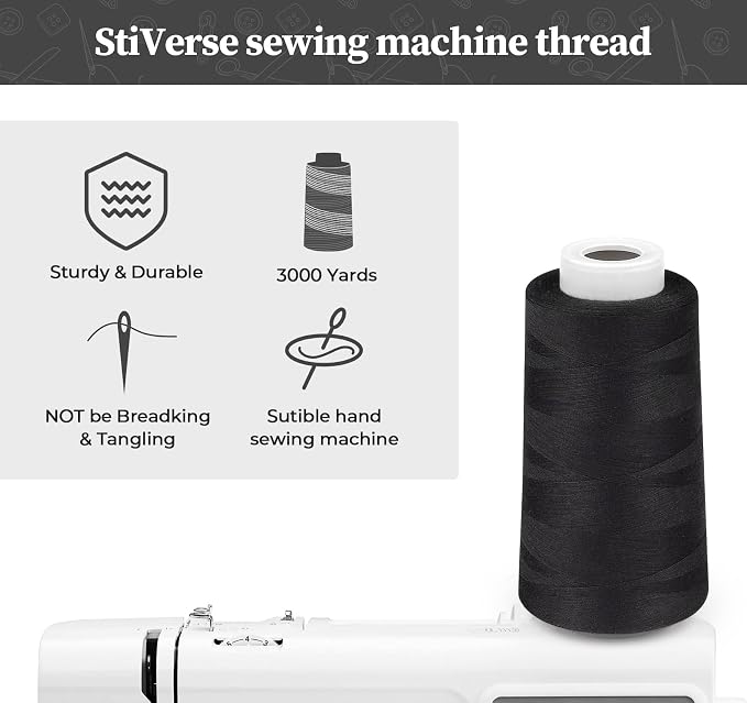 Serger Thread 4 Cones 3000 Yards Each Spool All Purpose Polyester Thread 40S/2 - Image 3