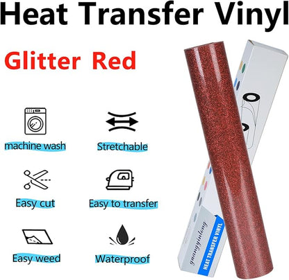 guangyintong Glitter Red Heat Transfer Vinyl HTV Rolls - Image 2