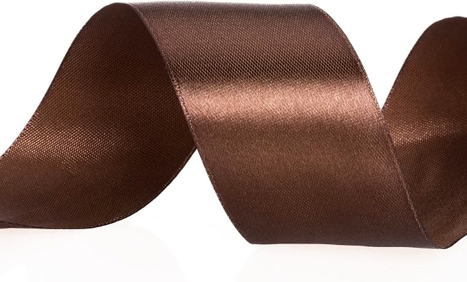 1 1/2 Inch Brown Solid Satin Ribbon, 50 Yards Craft Fabric Ribbon - Image 4