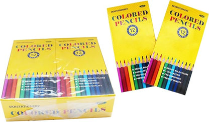 SKKSTATIONERY 144Pcs Colored Pencils, Pre-sharpened, coloring pencils by SKKSTATIONERY