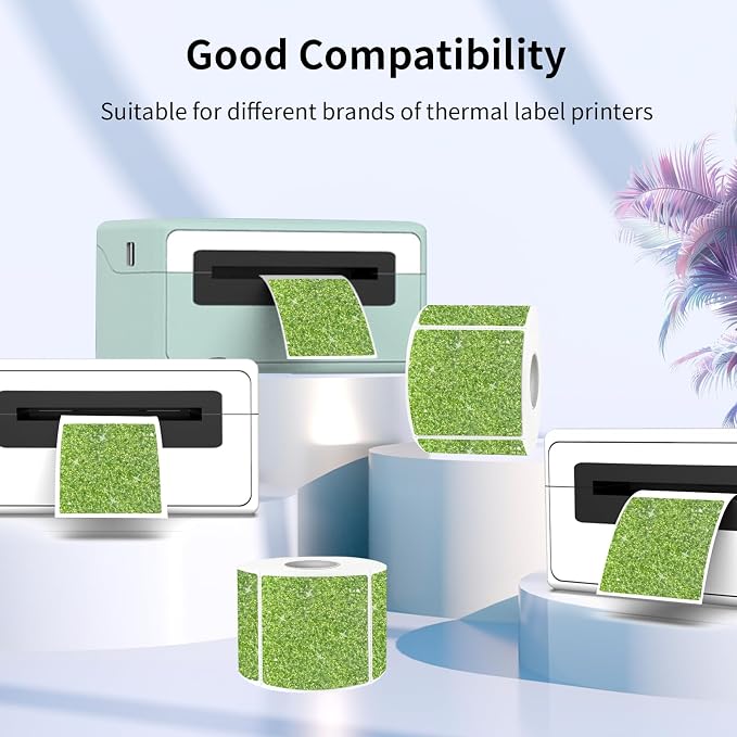Square Holographic Thermal Labels Stickers, Waterproof Glitter Direct Thermal - Image 2