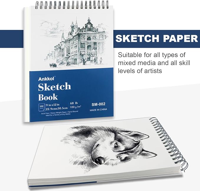 9" x 12" Sketch Book Set, Drawing Paper Pad, Double-Sided Hardcover Sketchbook - Image 2