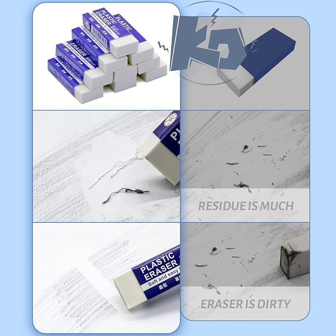 EULANT Pencil Erasers 10 Pieces, Soft Art Erasers - Image 3
