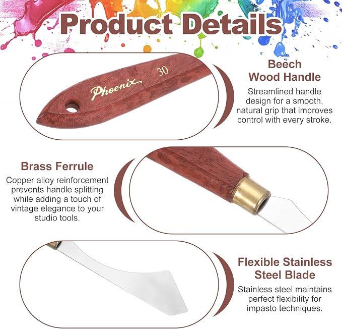 MECCANIXITY Pack of 1 Palette Knife No.30, 8.2" Long Palette Knives - Image 3