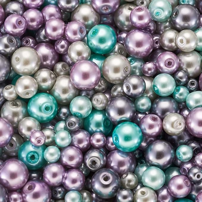 About 1840Pcs 4/6/8mm Glass Pearl Beads Pearlized Beads Multi Colors Round - Image 2