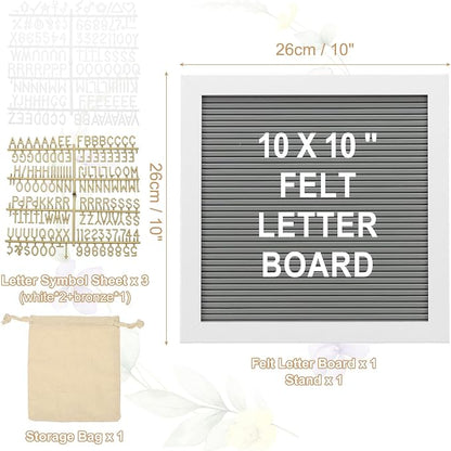 PATIKIL Felt Letter Board, 10x10Inches Gray White Wooden Changeable Message - Image 2