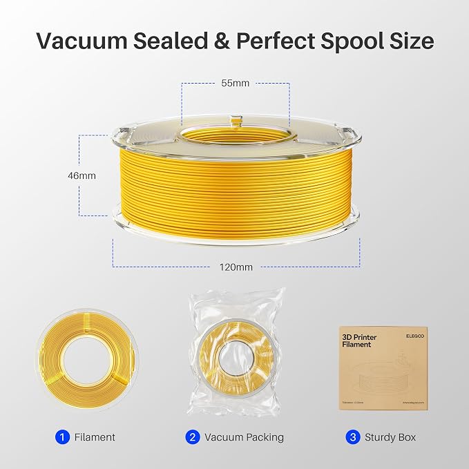 ELEGOO Silk PLA Filament 1.75mm Triple Colors Orange Blue Purple 250g, Shiny - Image 6