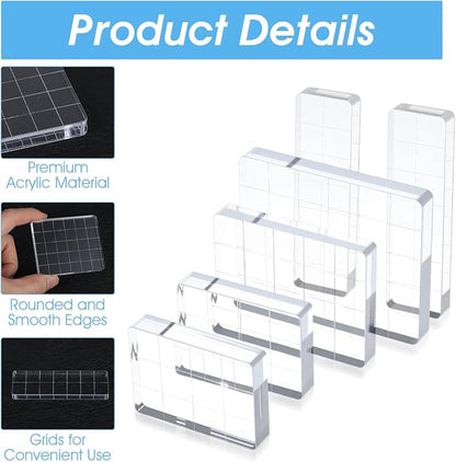 6 Pcs Acrylic Stamping Blocks, Acrylics Blocks - Image 3