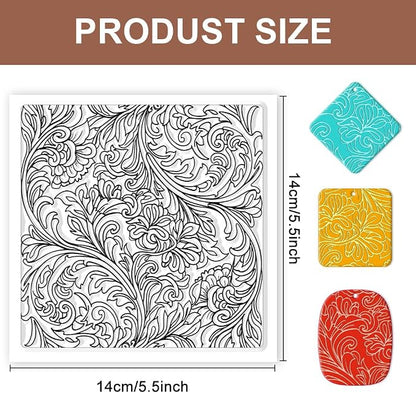 CHGCRAFT Clay Texture Mat Retro Floral Clay Texture Sheets Silicone Polymer - Image 2