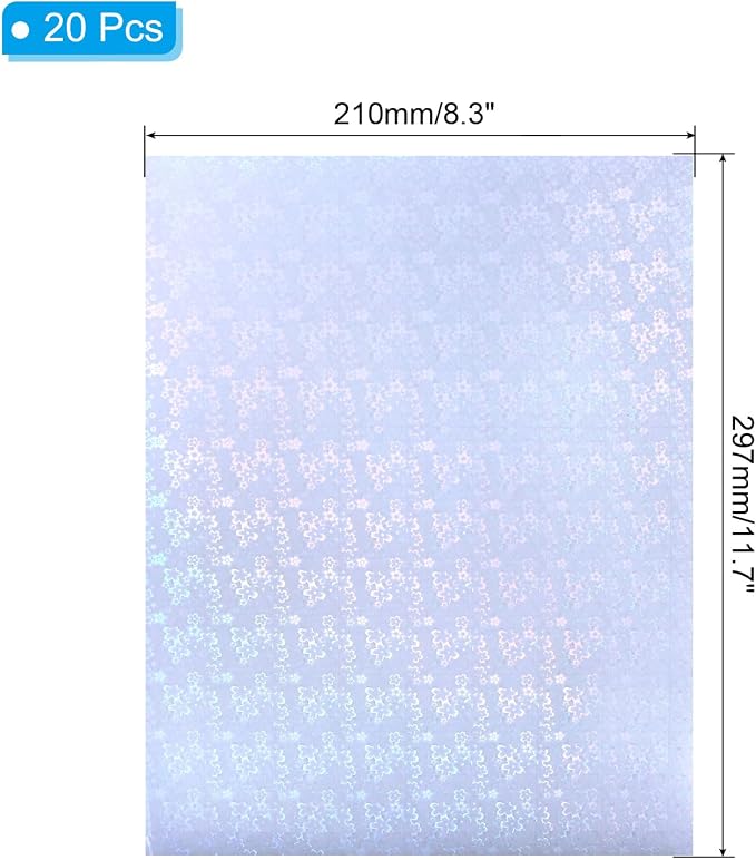 PATIKIL 11.7x8.3" Holographic Sticker Paper, 20Sheets A4 Polypropylene - Image 2