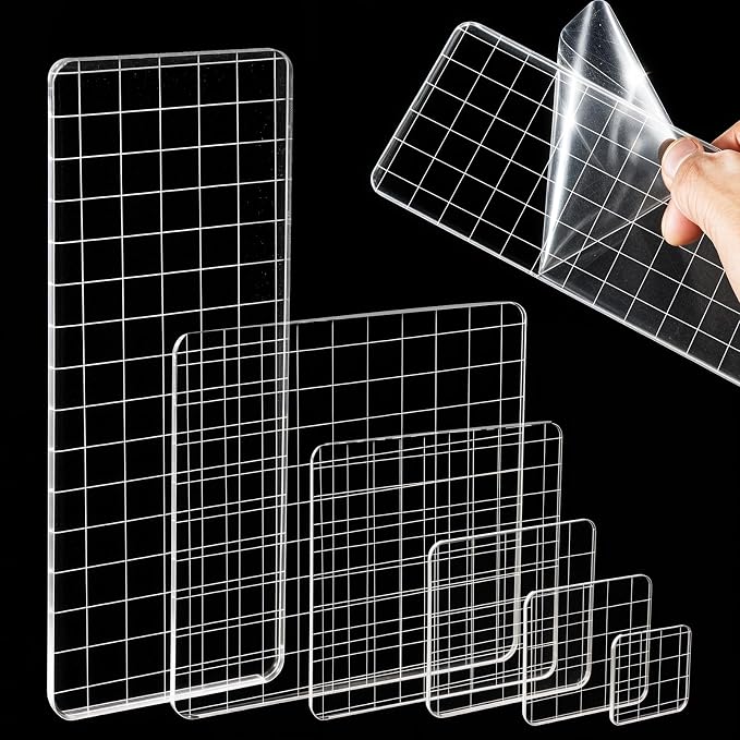 6PCS Acrylic Stamp Block with Grid Lines by Unknown