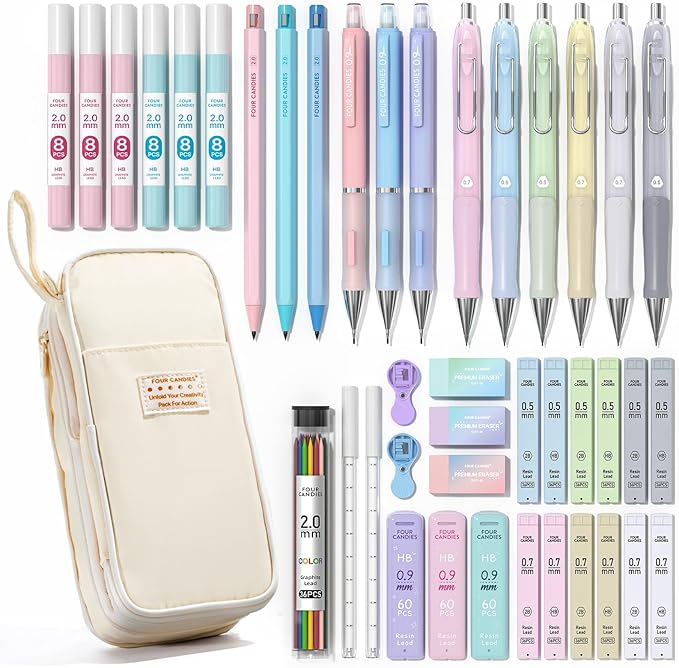Four Candies 42PCS Aesthetic School Supplies, Mechanical Pencil Set 0.5mm by FourCandies
